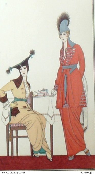 Gravure de mode Costume Parisien 1914 pl.135 VALLEE Armand-Ottoman