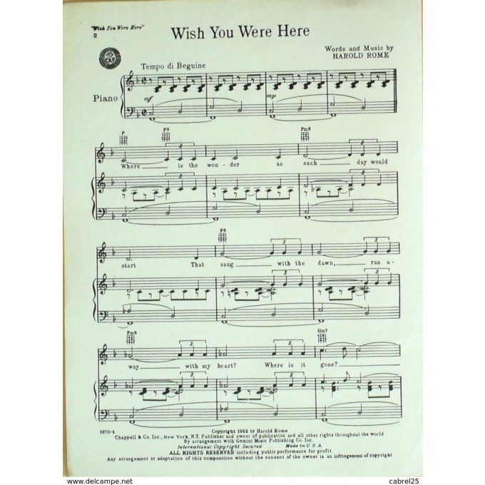 LOGAN JOSHNA/KOBER ARTHUR-WISH YOU WERE HERE-1952