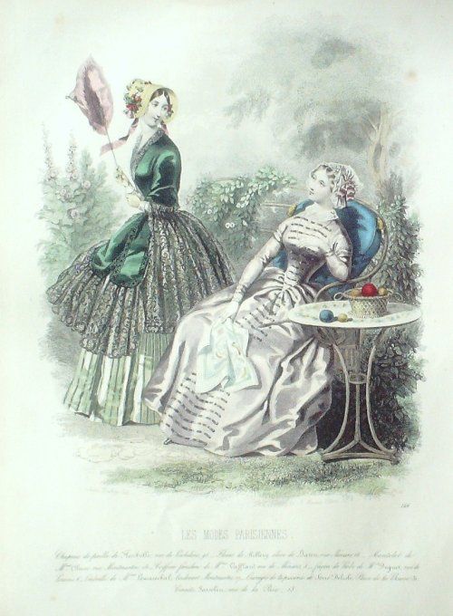 Gravure Les Modes Parisiennes 1846 # 166 Mantelet Maison Olinev