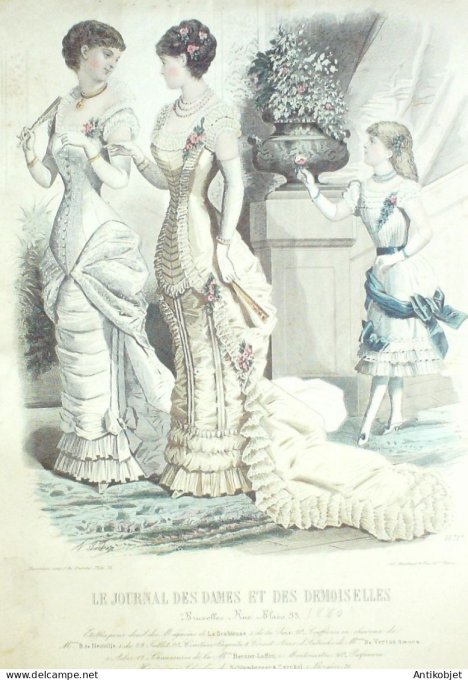 Gravure Mode J.Dames & Demoiselles 1873 # 1671 (Old Fashion plate)
