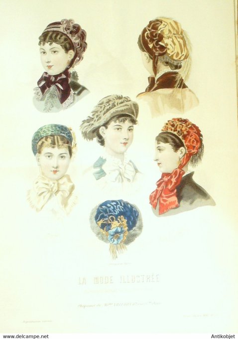 Gravure de mode La Mode illustrée 1880 n°42 (Maison Villedieu)