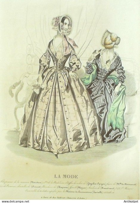 Gravure La mode 1841 # 11 (aquarelle old Fashion plate)
