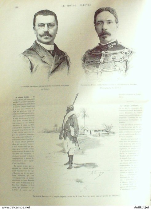 Le Monde illustré 1892 n°1849 Chambéry (73) Dahomey Haoussa Soudan Maroc Angherra shériff Ouezzan