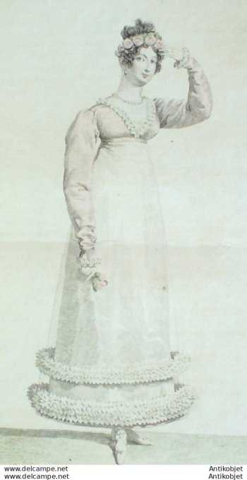 Costume Parisien 1816 # 1615 Spencer de satin Robe crêpe