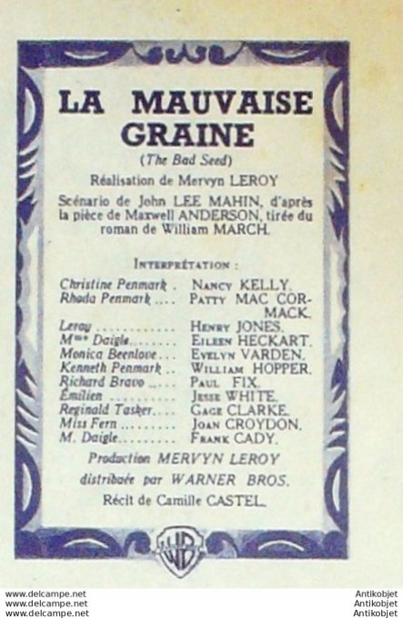 La Mauvaise Graine nancy Kelly Henry Jones Evelyn Varden + Film