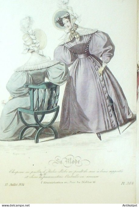 Gravure La mode 1834 # 386 (aquarelle old Fashion plate)