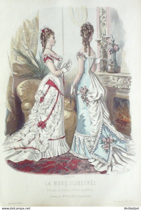 Gravure Mode illustree 1877 #  6 (Old Fashion plate)