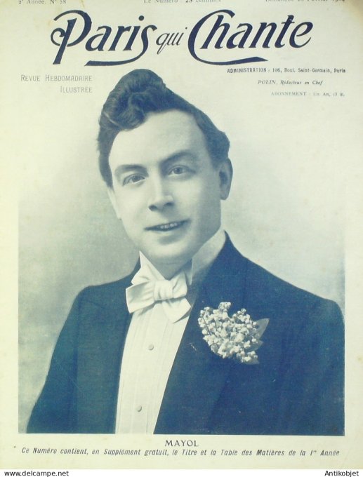 Paris qui chante 1904 n° 58 Mayol Norett May Lorée Perducet Vilbert