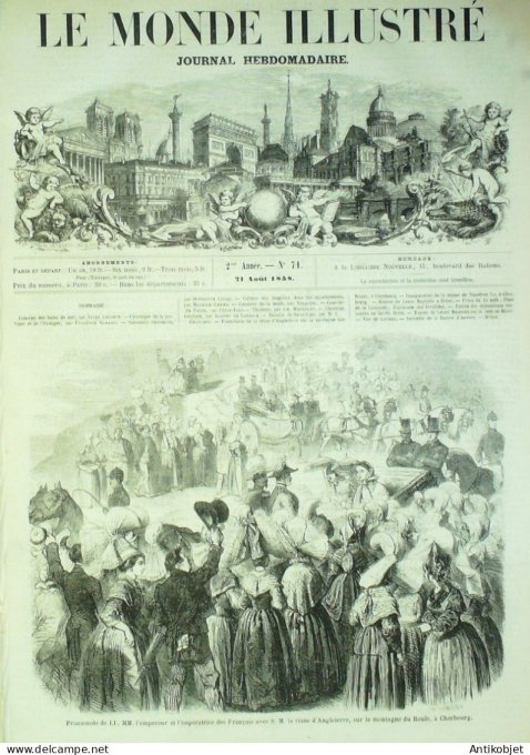 Le Monde illustré 1858 n° 71 Brest (29) Lorient (56) Belgique Anvers Cherbourg (50)