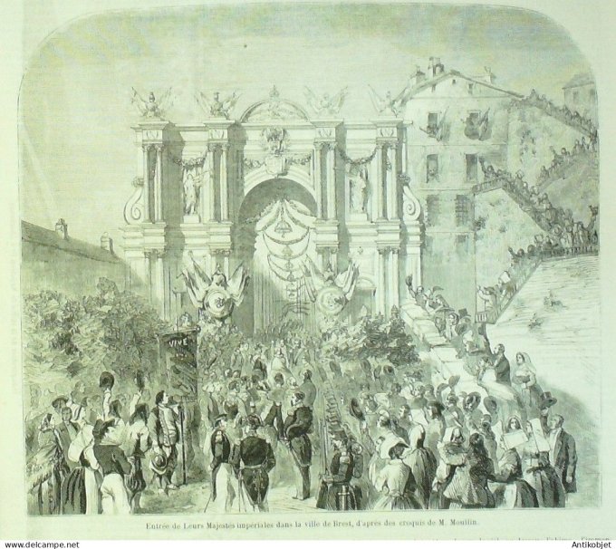 Le Monde illustré 1858 n° 71 Brest (29) Lorient (56) Belgique Anvers Cherbourg (50)