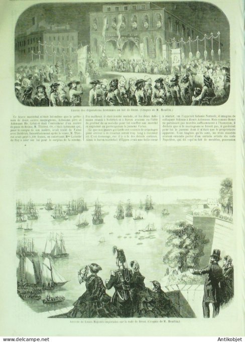 Le Monde illustré 1858 n° 71 Brest (29) Lorient (56) Belgique Anvers Cherbourg (50)