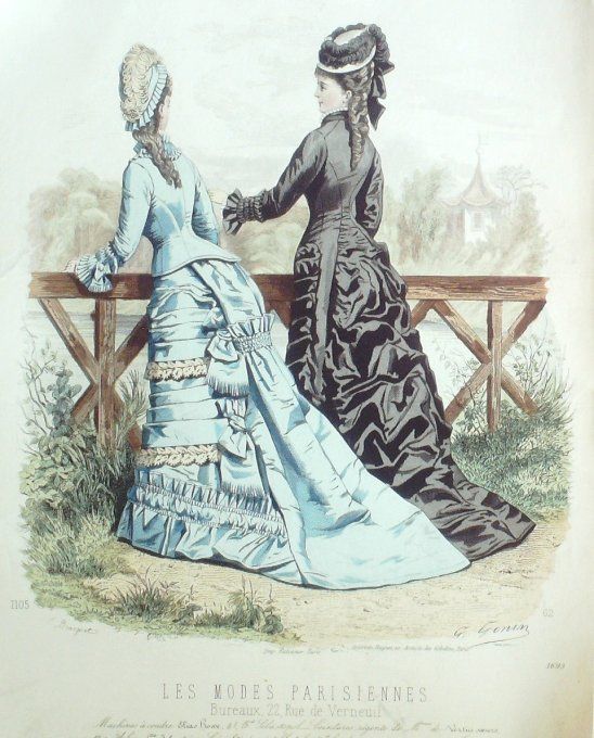 Gravure Les Modes Parisiennes 1876 #1693 Robes toile d'Irlance Cie Irlandaise at