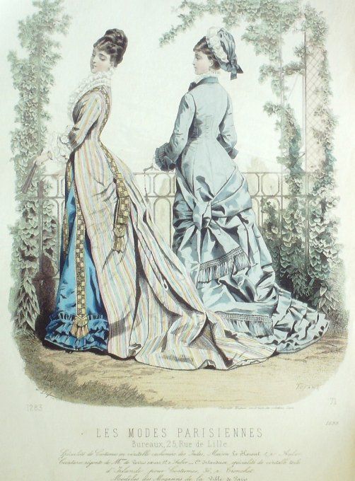 Gravure Les Modes Parisiennes 1876 #1699 Robes Cachemire des Indes Maison Roussel