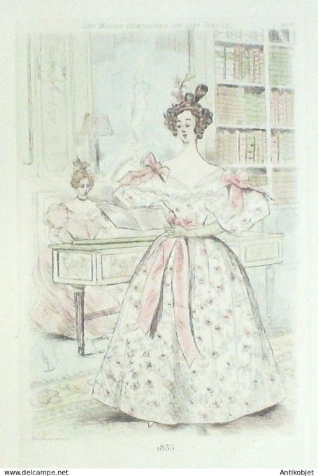 Gravure Mode Boutet (pointe seche aquarellee old Fashion plate) Pl 35-1902