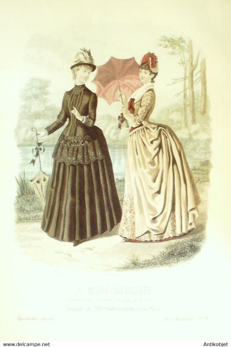 Gravure de mode La Mode illustrée 1885 n°25 (Maison Bréant-Castel)
