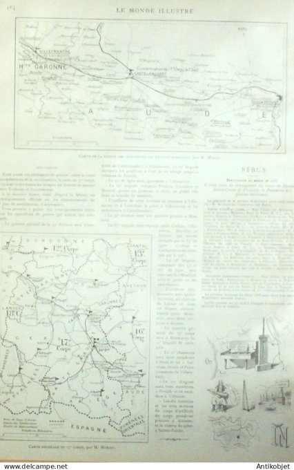 Le Monde illustré 1887 n°1589 Pinsaguel Toulouse (31) gare de Raynal Victor Massé Voltaire