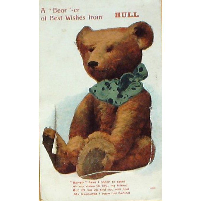 Carte Postale (système) A BEAR OF BEST WHISHES FROM HULL (ANGLETERRE) 1920