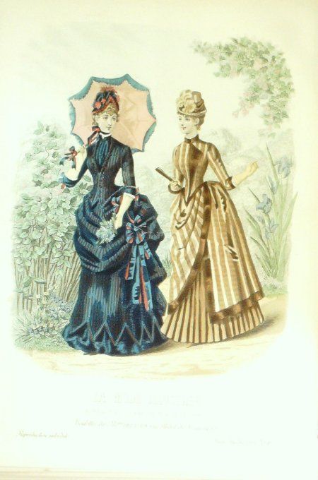 Gravure de mode La Mode illustrée 1885 n°16 (Maison Delaunay)