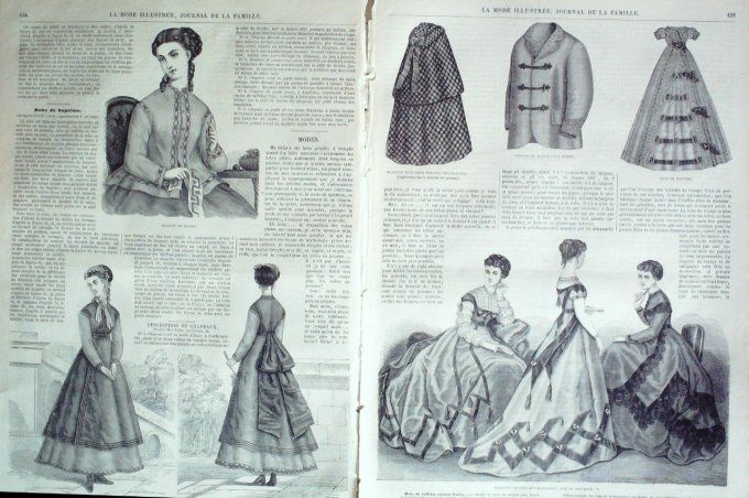 Journal Mode illustrée 1868 # 16 Tablier & corsage cachemire