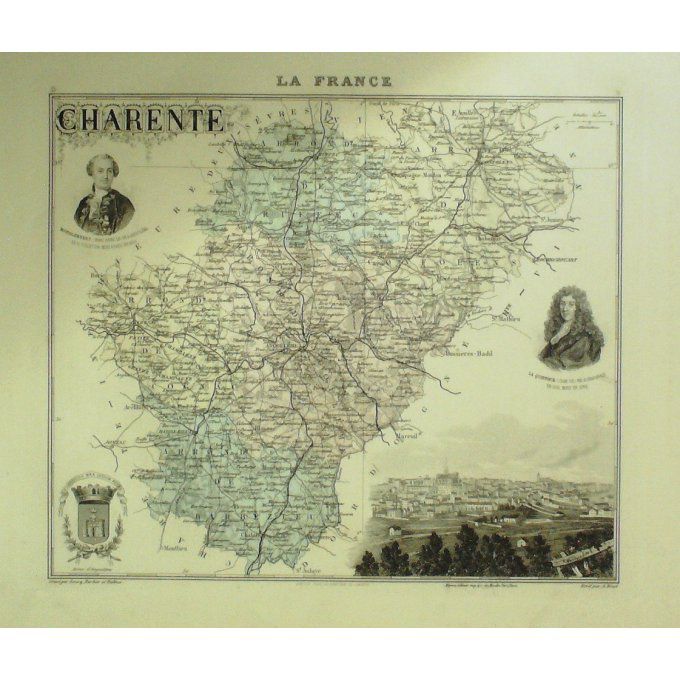 Carte CHARENTE (16) ANGOULEME Graveur LECOQ WALTNER BARBIER 1868
