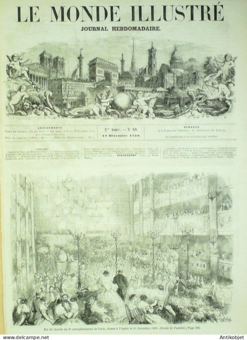 Le Monde illustré 1859 n° 88 Londres Baker-Street Cortès espagnols Palestine Jaffa