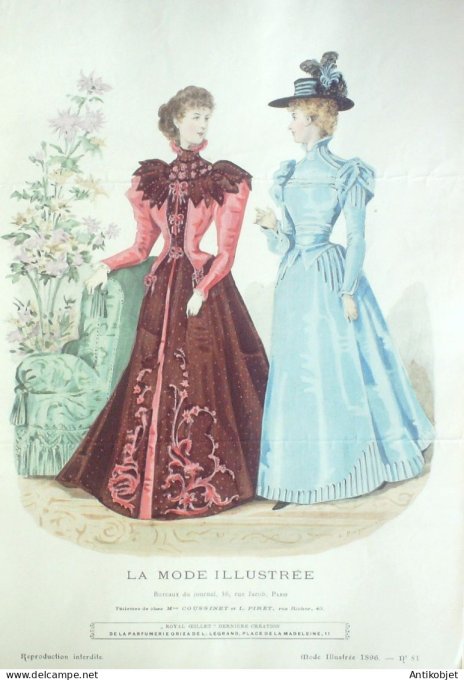 Gravure Mode illustree 1896 # 51 (Old Fashion plate) RARE