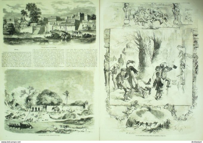 Le Monde illustré 1857 n° 32 Inde Patna Laval (53) Pierrefond (60) Cannes (06)