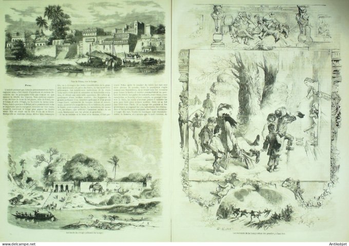 Le Monde illustré 1857 n° 32 Inde Patna Laval (53) Pierrefond (60) Cannes (06)