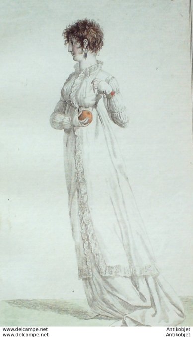 Gravure de mode Costume Parisien 1802 n° 393 (An 10) Tunique à la Mamcluck