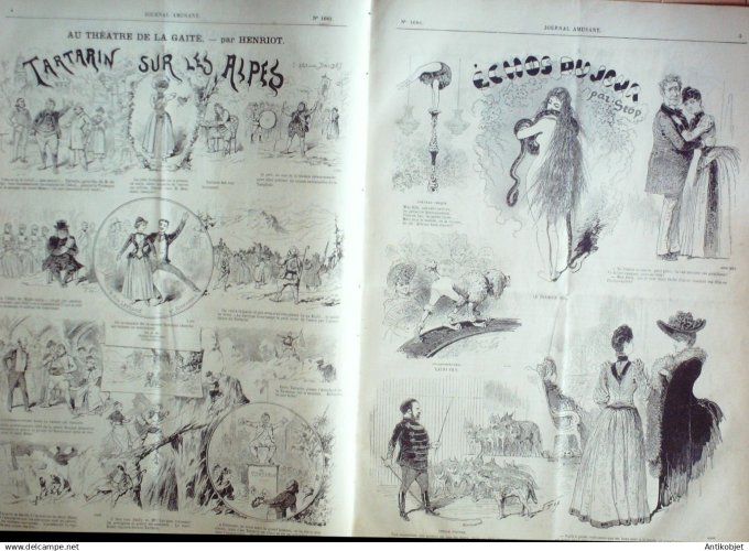 Le Journal Amusant 1889 # 1683 Theatre Tartarin sur les Alpes par Henriot