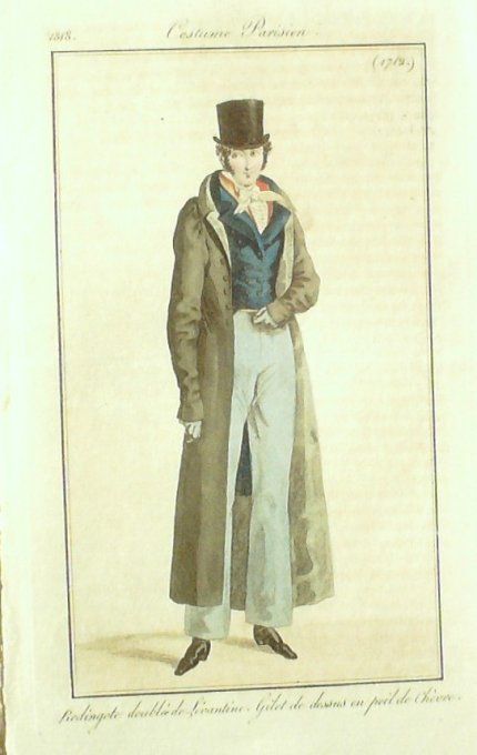 Gravure Mode Costume Parisien 1818 # 1712 (eau forte old Fashion plate