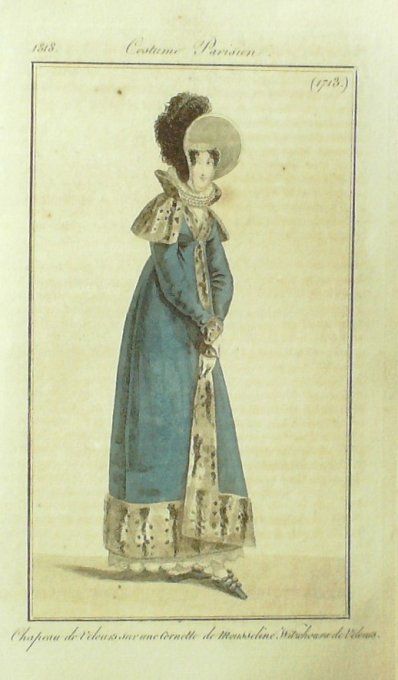 Gravure Mode Costume Parisien 1818 # 1713 (eau forte old Fashion plate