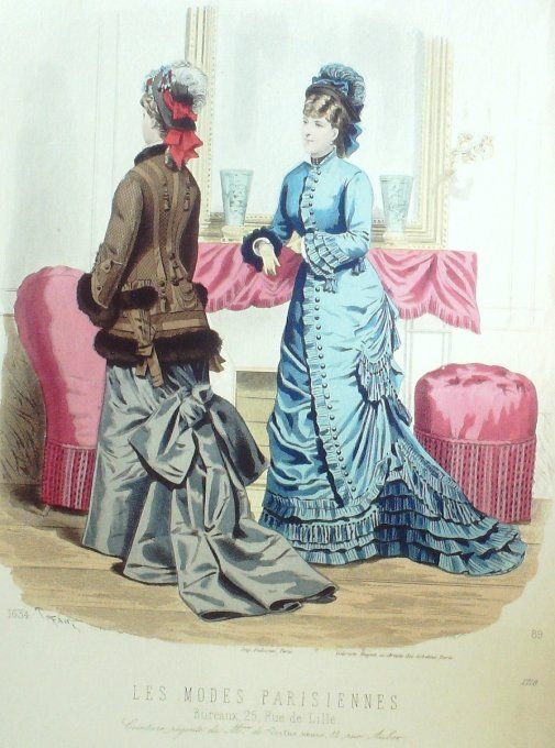 Gravure Les Modes Parisiennes 1877 #1718 Robes Maison Vertus