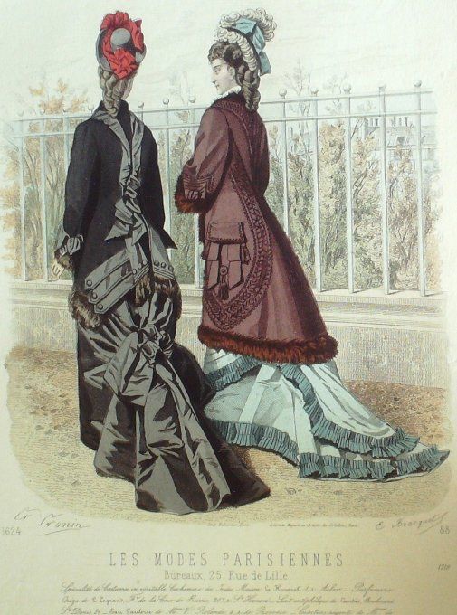 Gravure Les Modes Parisiennes 1877 #1718 Costumes Cachemire des Indes