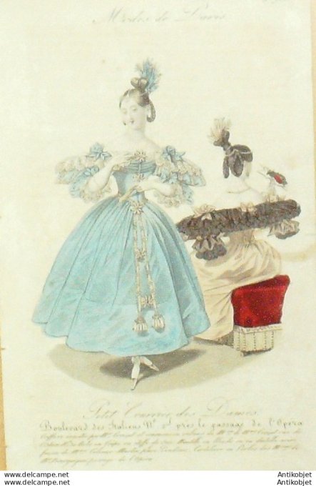 Les Modes parisiennes 1846 n°151 Robes de soiemanteau cachemire