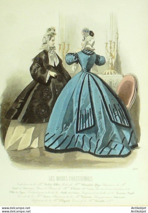 Gravure Les Modes Parisiennes 1863 #1099 Manteau Maison Leclère-Collot