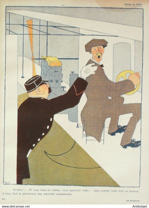 L'Assiette au beurre 1908 # 398 Les Aéroplanes Gris Grandjouan