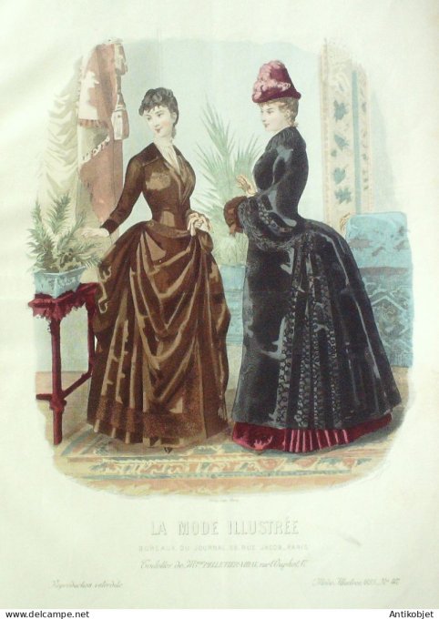 Gravure Mode illustree 1885 # 47 (Old Fashion plate)