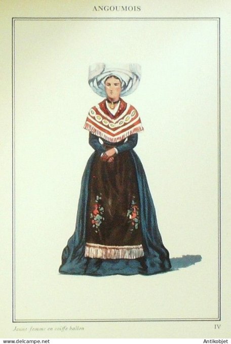 Costume Angoumois Angloulême (16) Métayère signé illustré par P.A Leroux XXème