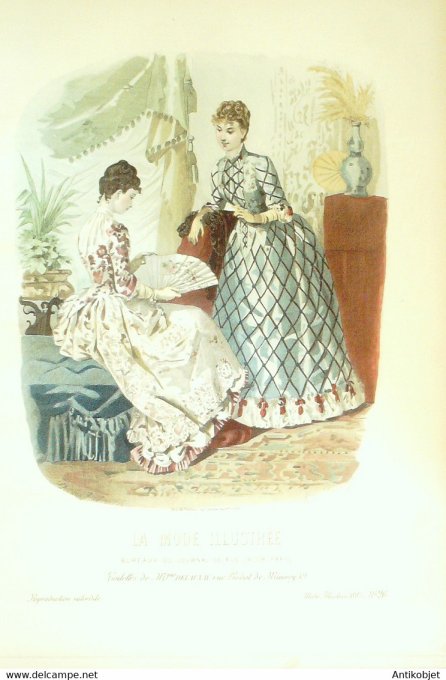Gravure de mode La Mode illustrée 1885 n°26 (Maison Delaunay)