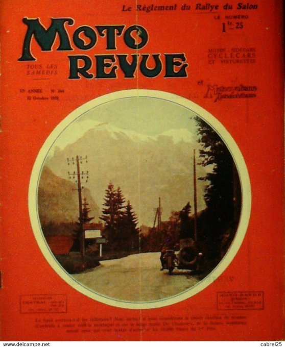 Moto Revue 1929 n° 344 Sidecar GP France Gaussorgues New Map GP Europe