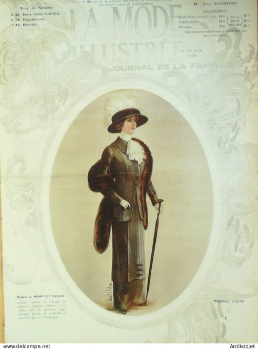 La Mode illustrée journal 1911 n° 39 Toilettes Costumes Passementerie