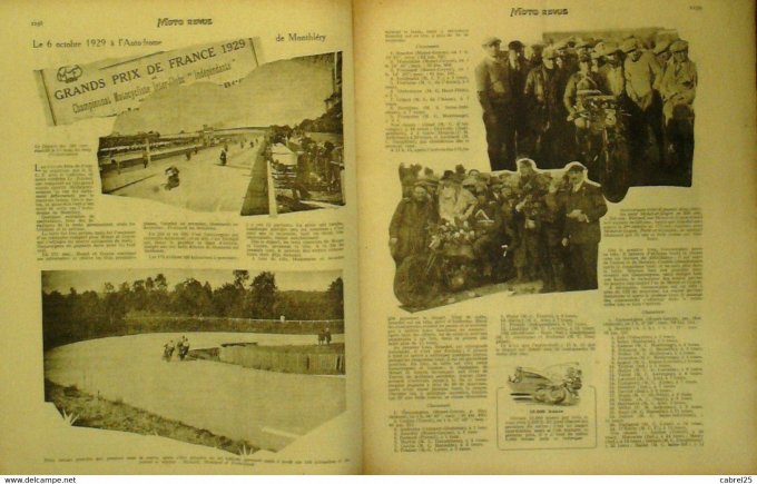 Moto Revue 1929 n° 344 Sidecar GP France Gaussorgues New Map GP Europe