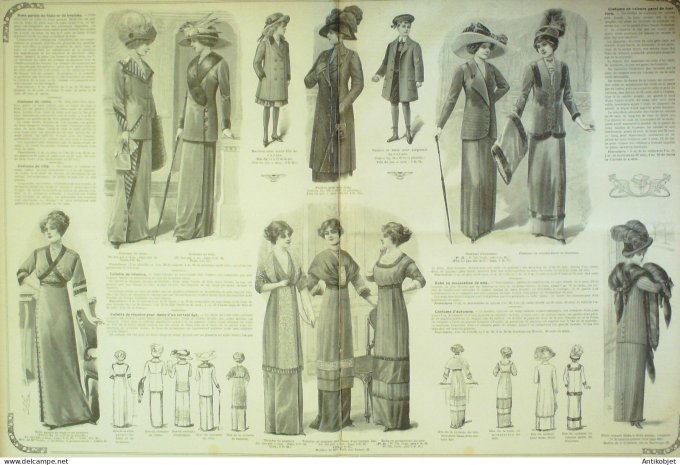 La Mode illustrée journal 1911 n° 39 Toilettes Costumes Passementerie