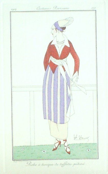 Honore H Pochoir Mode Art Deco n° 172-1914 Journal des Dames