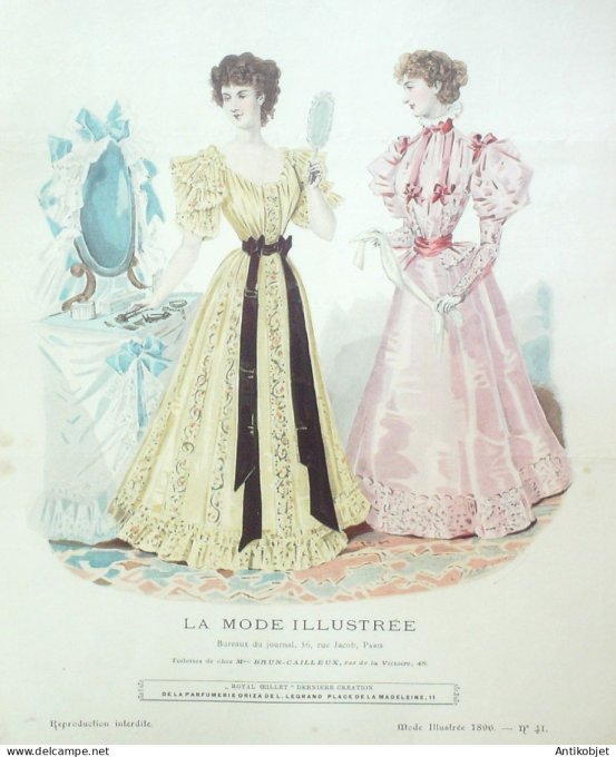 Gravure Mode illustree 1896 # 41 (Old Fashion plate) RARE