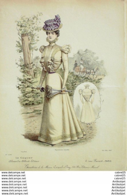 Gravure Mode Le Coquet 1897 # 30 (Old Fashion plate)
