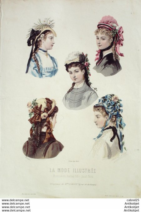 Gravure de mode La Mode illustrée 1873 n°14 (Maison Aubert)