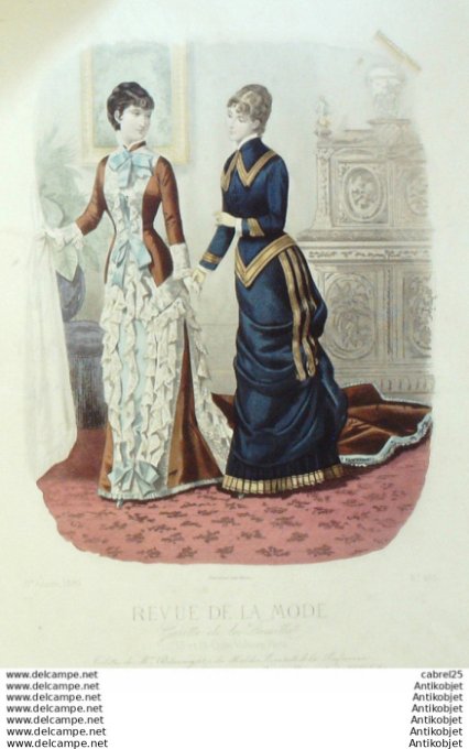 Gravure Mode La Gazette 1880 # 469 (Old Fashion plate)