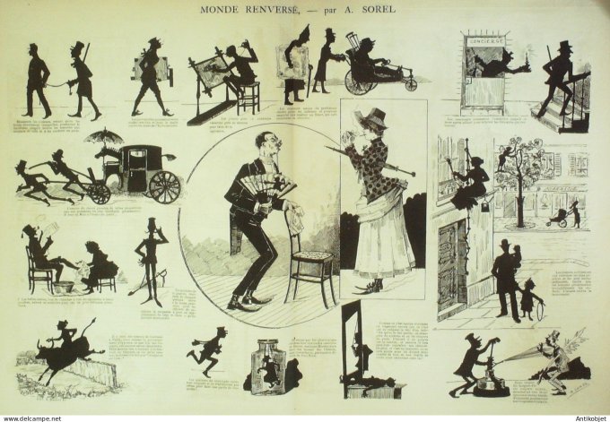 La Caricature 1884 #233 Le Parnasse contemporain Robida Loys Monde renversé Sorel Job